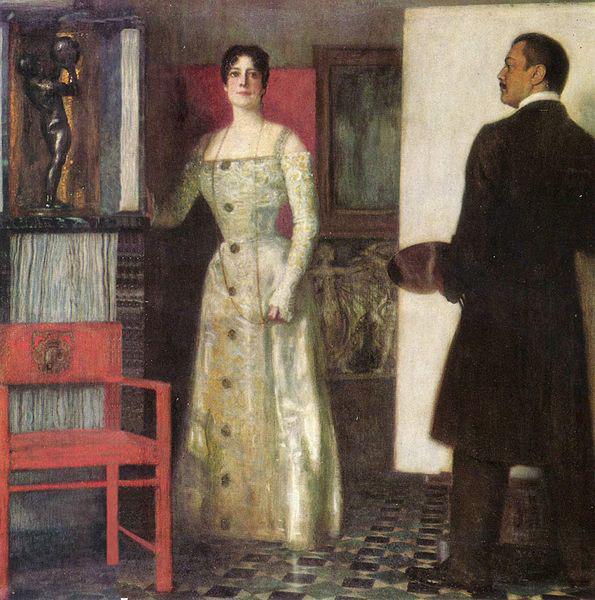 Franz von Stuck Selbstportrat des Malers und seiner Frau im Atelier